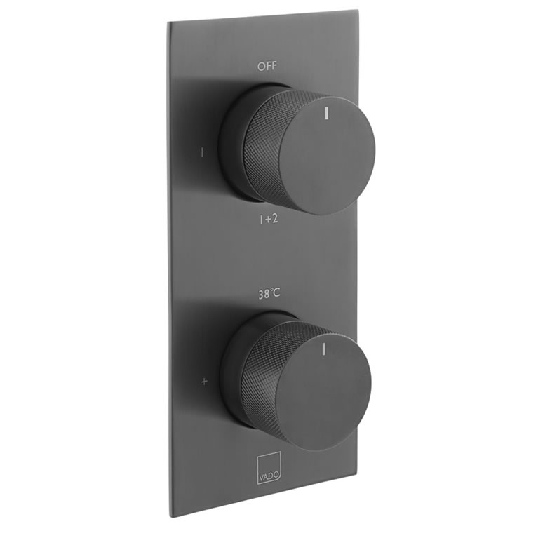 Vado Knurled Accents Brushed Black 2 Way Shower Valve Sanctuary Bathrooms